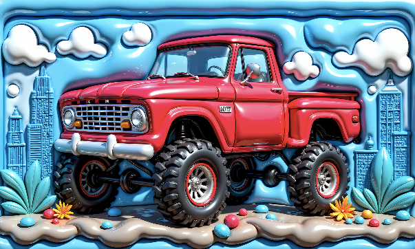 Inflated Red Truck Car Kids Sublimation Wraps