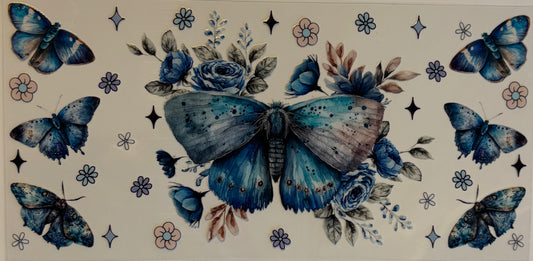 Blue moth Uv dtf wrap