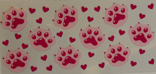 Pink paw print uv dtf wrap