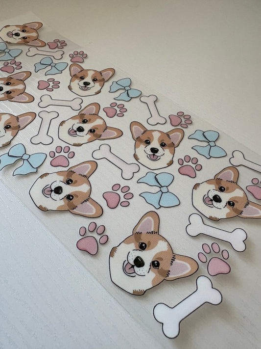 Corgi bow n bone dog Uv Dtf Wrap