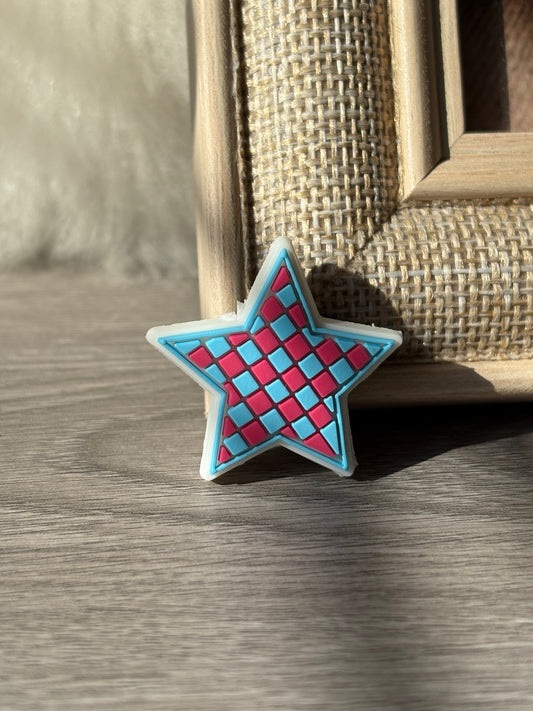 Blue pink star Silicone Focal Beads
