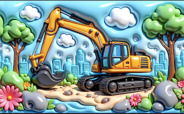 Inflated Excavator Construction Kids Sublimation Wraps