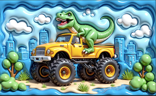 Inflated Dino Monster Car Kids Sublimation Wraps